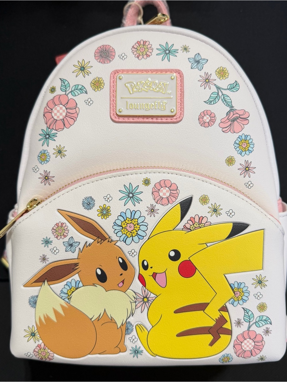 Loungefly White Floral Pokémon Mini Backpack with Pink Trim